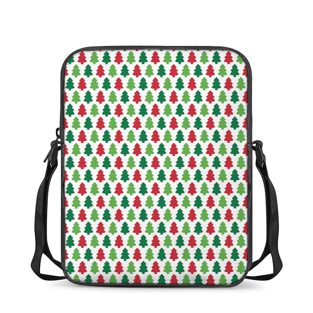 Merry Christmas Tree Pattern Print Rectangular Crossbody Bag