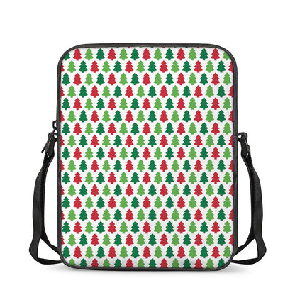 Merry Christmas Tree Pattern Print Rectangular Crossbody Bag