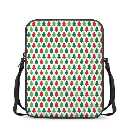 Merry Christmas Tree Pattern Print Rectangular Crossbody Bag