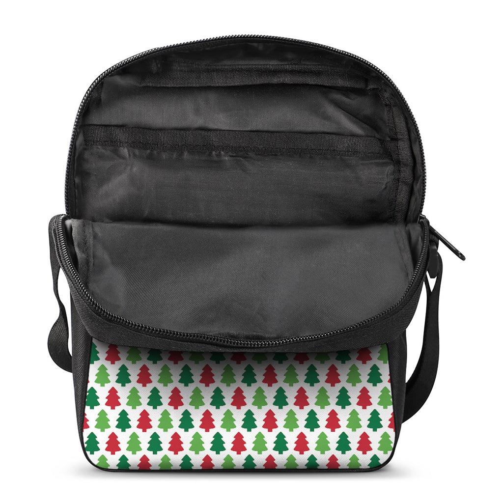 Merry Christmas Tree Pattern Print Rectangular Crossbody Bag