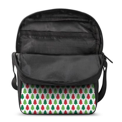 Merry Christmas Tree Pattern Print Rectangular Crossbody Bag