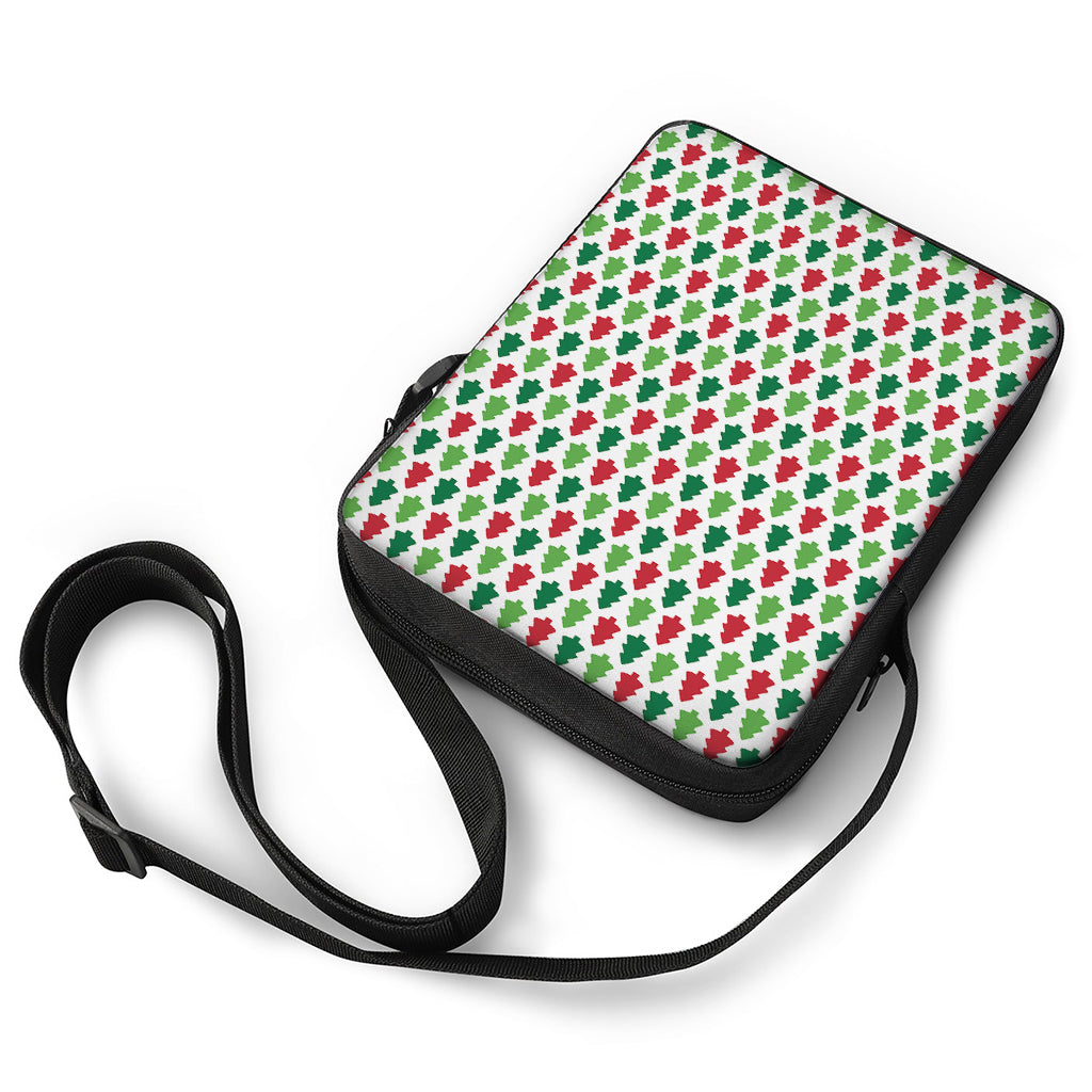 Merry Christmas Tree Pattern Print Rectangular Crossbody Bag