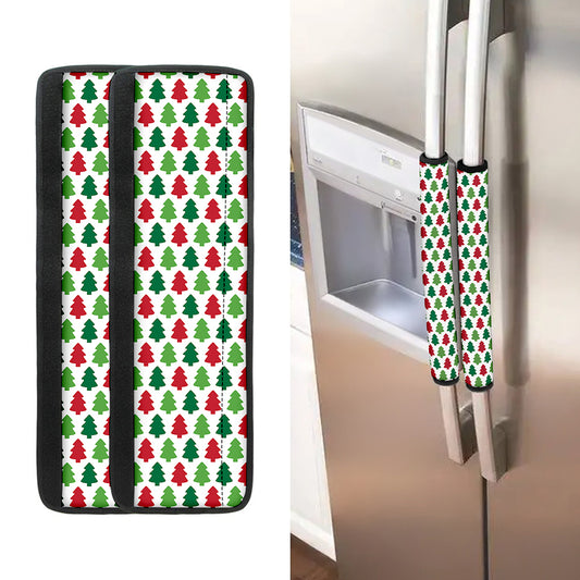 Merry Christmas Tree Pattern Print Refrigerator Handle Covers