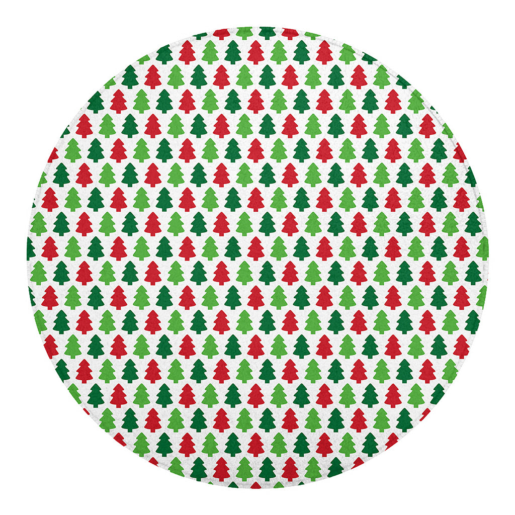 Merry Christmas Tree Pattern Print Round Blanket