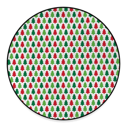 Merry Christmas Tree Pattern Print Round Floor Mat