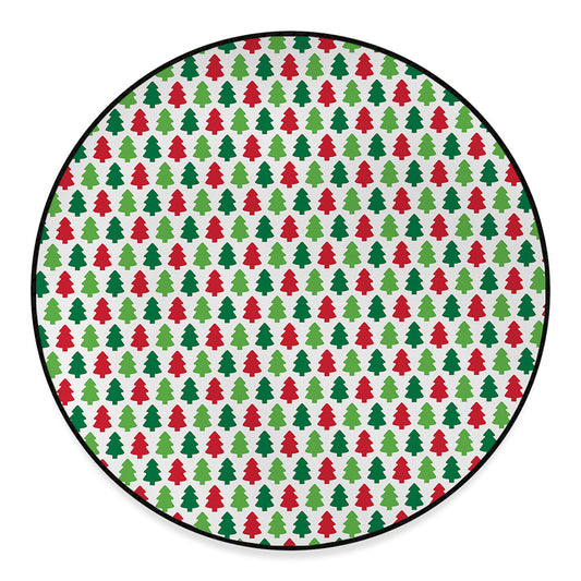 Merry Christmas Tree Pattern Print Round Floor Mat