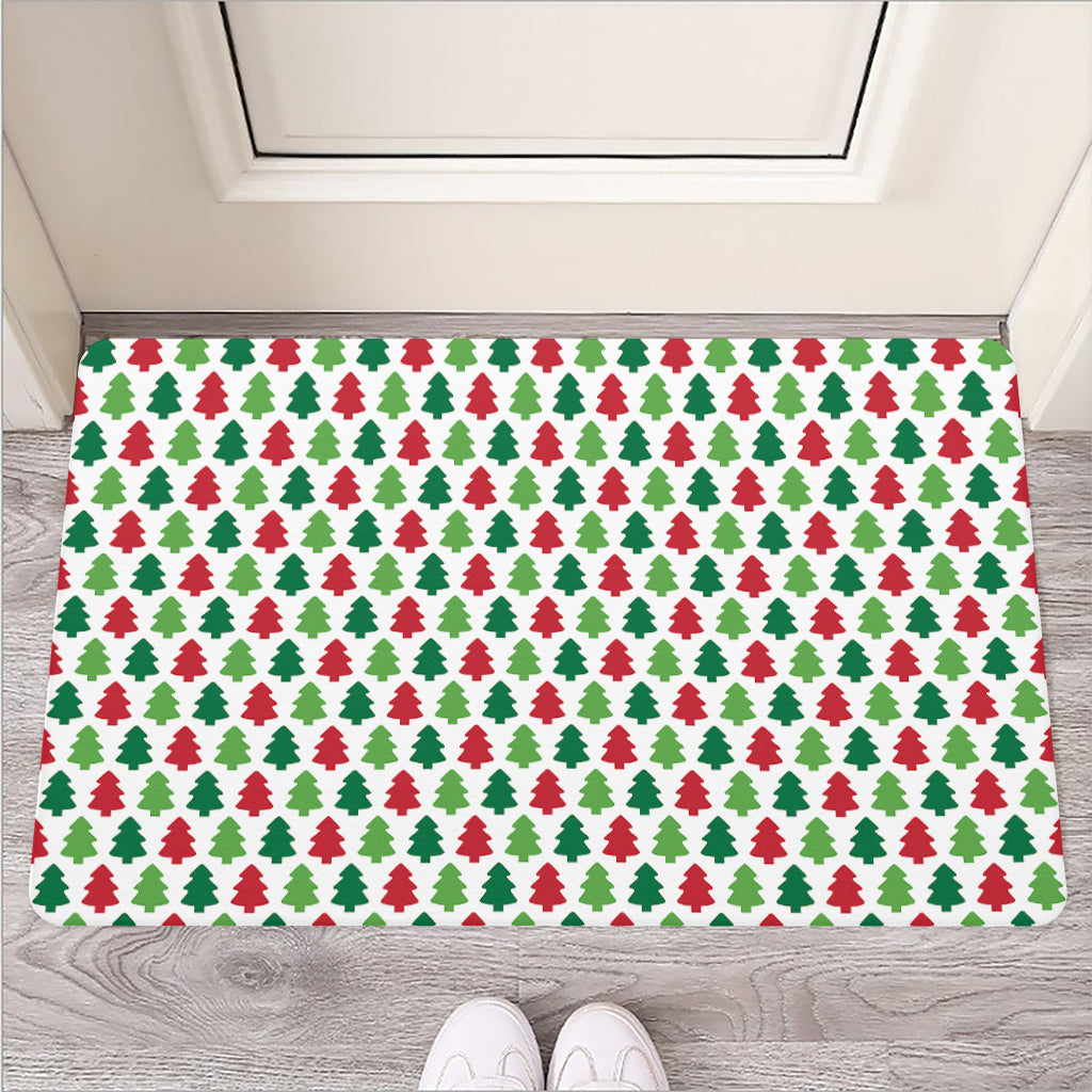 Merry Christmas Tree Pattern Print Rubber Doormat