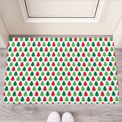 Merry Christmas Tree Pattern Print Rubber Doormat