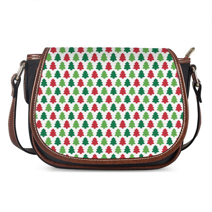 Merry Christmas Tree Pattern Print Saddle Bag