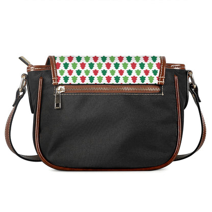 Merry Christmas Tree Pattern Print Saddle Bag
