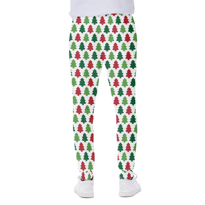 Merry Christmas Tree Pattern Print Scuba Joggers