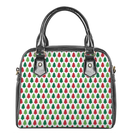 Merry Christmas Tree Pattern Print Shoulder Handbag