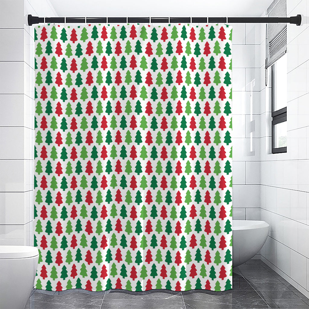 Merry Christmas Tree Pattern Print Shower Curtain