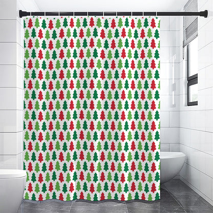 Merry Christmas Tree Pattern Print Shower Curtain