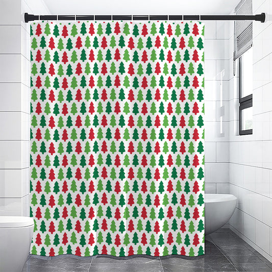 Merry Christmas Tree Pattern Print Shower Curtain