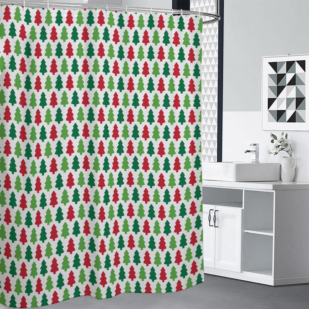 Merry Christmas Tree Pattern Print Shower Curtain