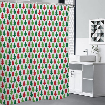 Merry Christmas Tree Pattern Print Shower Curtain