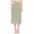Merry Christmas Tree Pattern Print Side Slit Midi Skirt