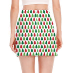 Merry Christmas Tree Pattern Print Side Slit Mini Skirt