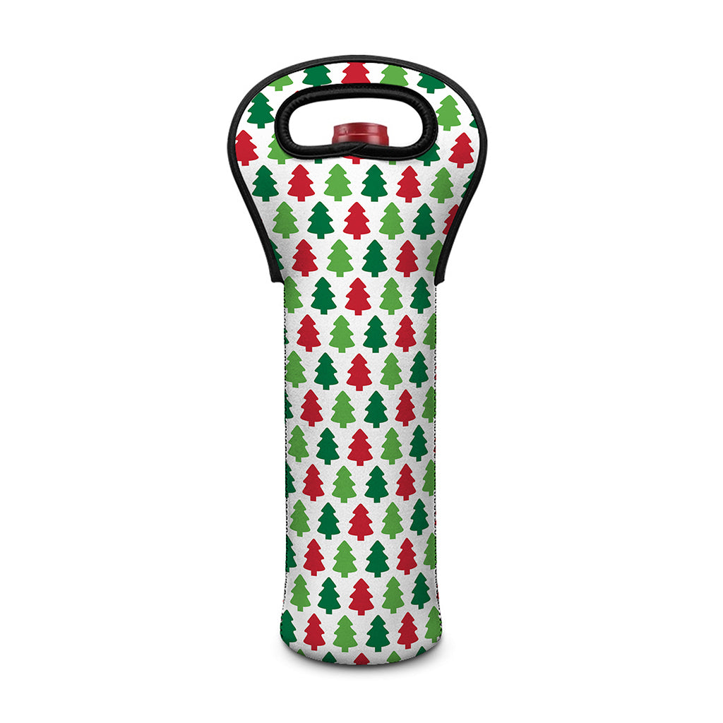 Merry Christmas Tree Pattern Print Single Neoprene Wine Tote