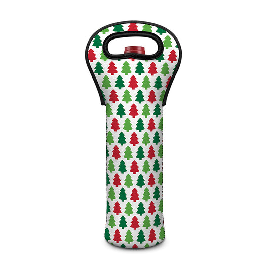 Merry Christmas Tree Pattern Print Single Neoprene Wine Tote