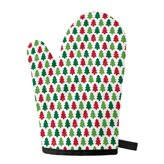 Merry Christmas Tree Pattern Print Single Oven Mitt