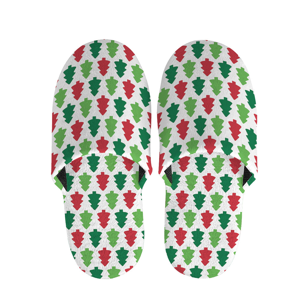 Merry Christmas Tree Pattern Print Slippers