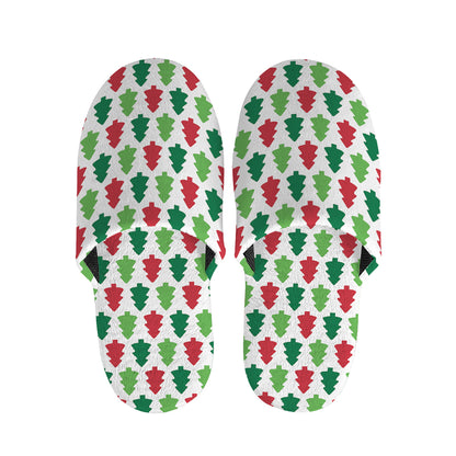 Merry Christmas Tree Pattern Print Slippers