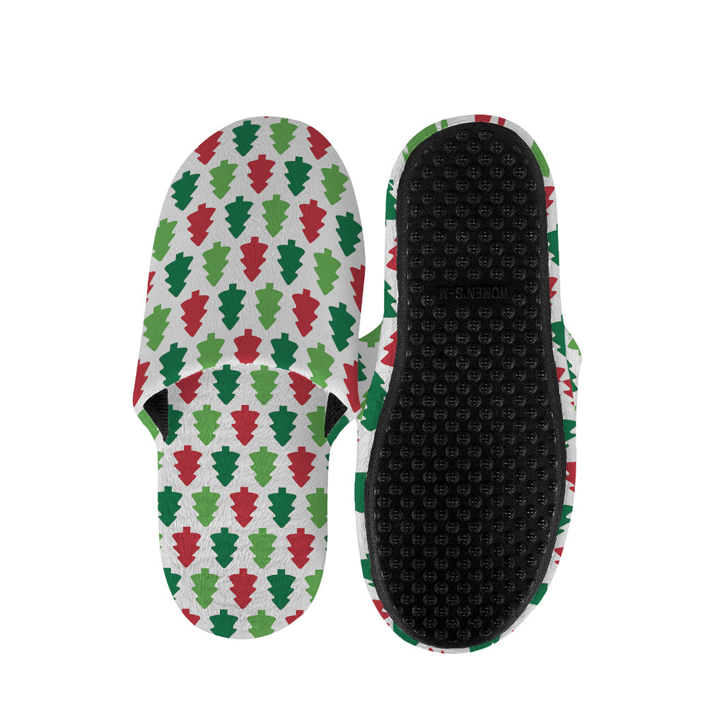 Merry Christmas Tree Pattern Print Slippers