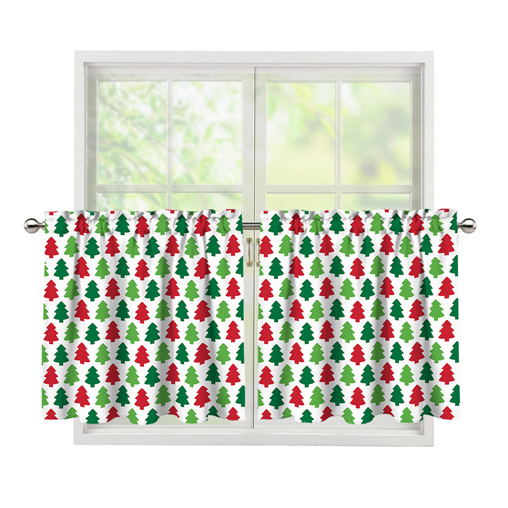 Merry Christmas Tree Pattern Print Tier Curtains