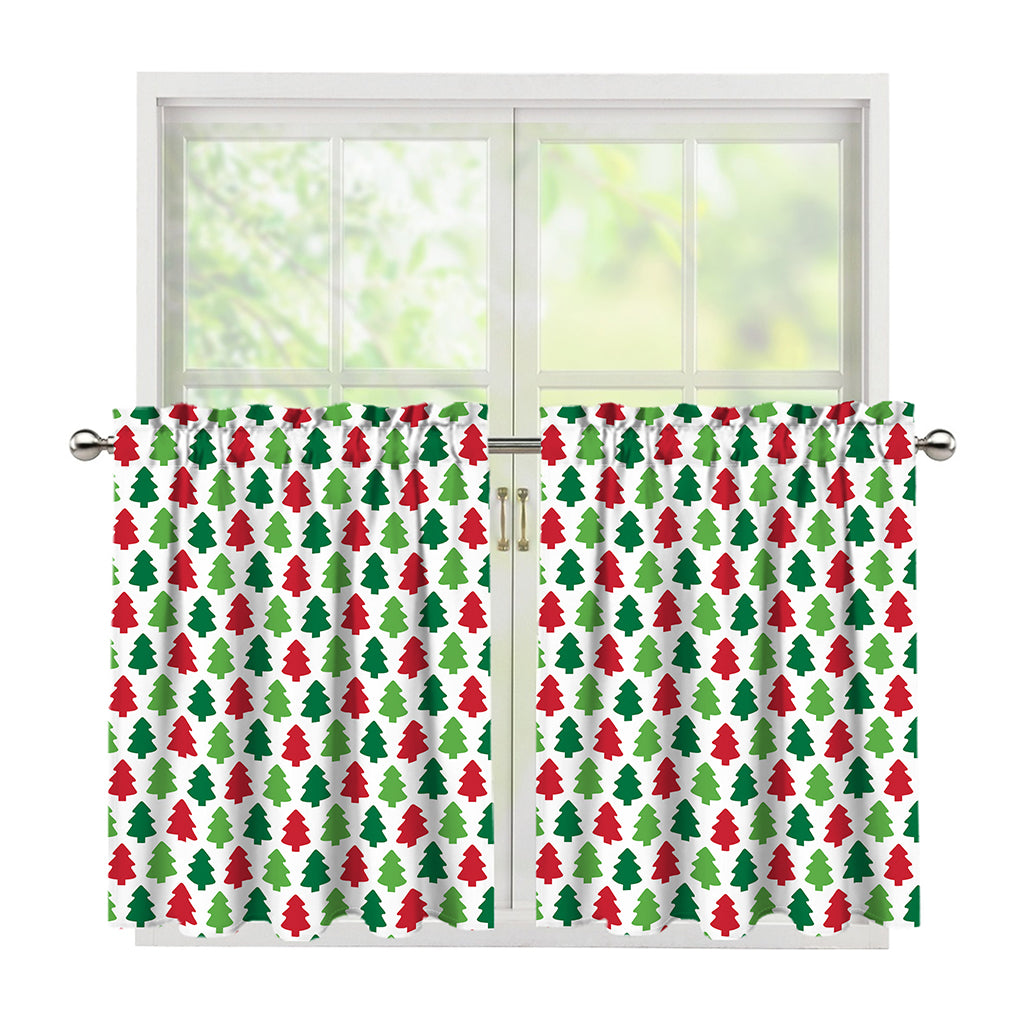 Merry Christmas Tree Pattern Print Tier Curtains