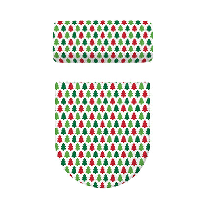 Merry Christmas Tree Pattern Print Toilet Lid And Tank Cover Set