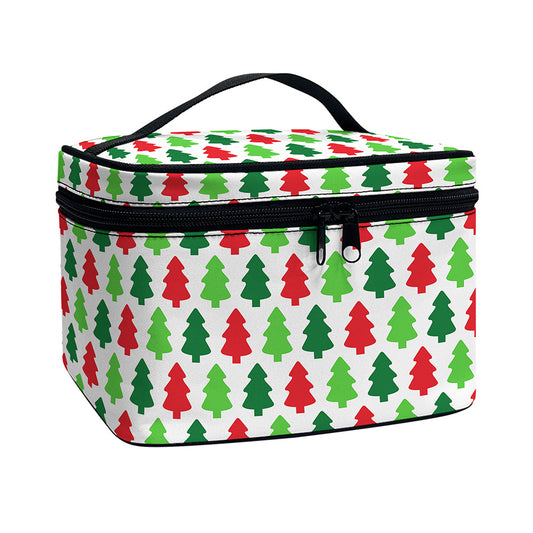 Merry Christmas Tree Pattern Print Travel Makeup Bag