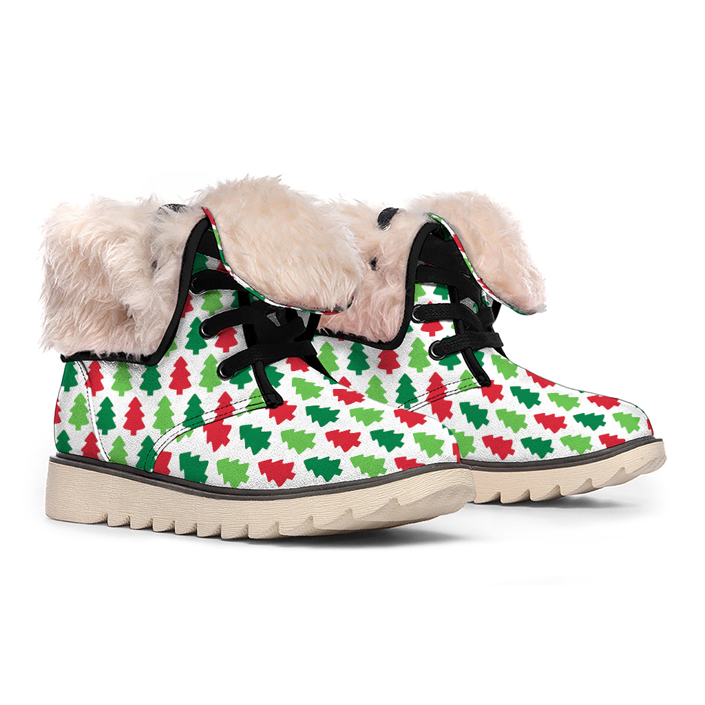 Merry Christmas Tree Pattern Print Winter Boots
