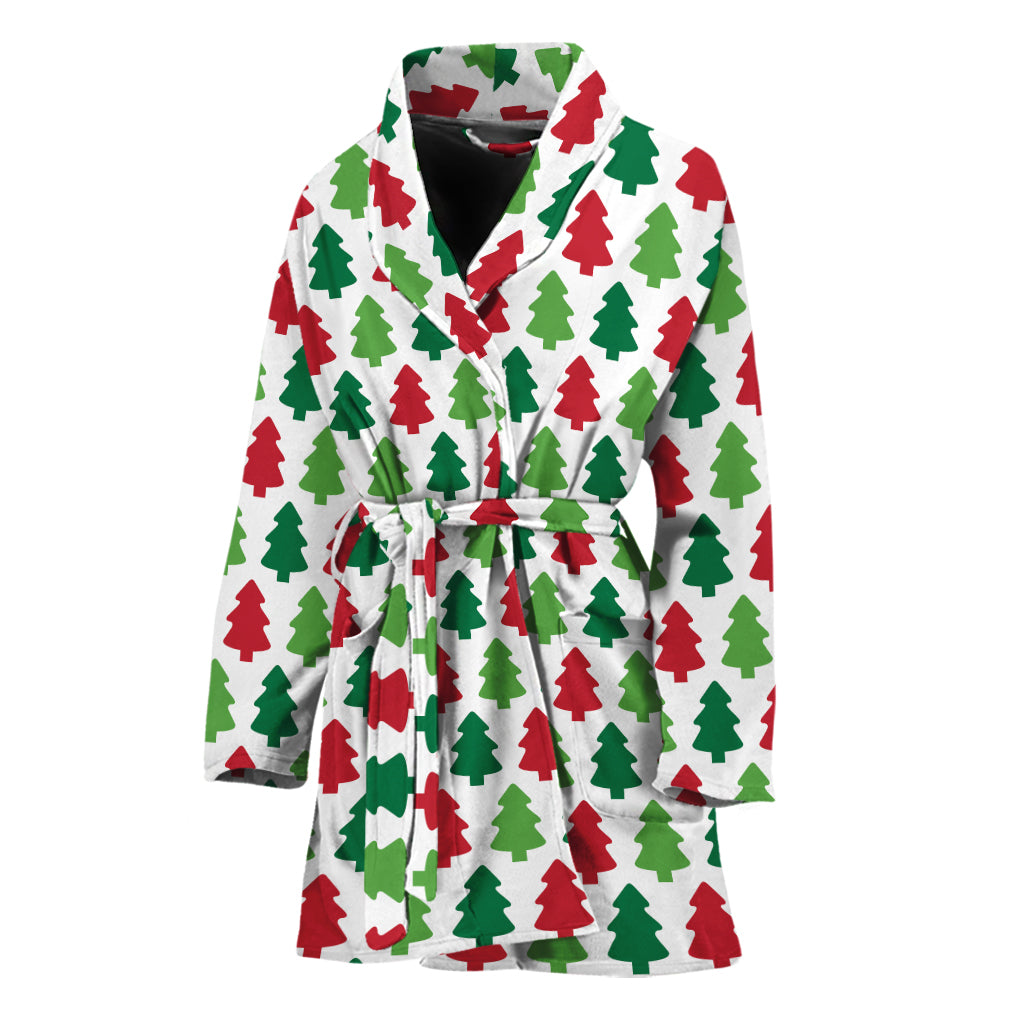 Merry Christmas Tree Pattern Print Women's Bathrobe