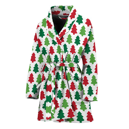 Merry Christmas Tree Pattern Print Women's Bathrobe