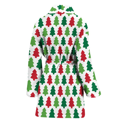 Merry Christmas Tree Pattern Print Women's Bathrobe