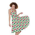 Merry Christmas Tree Pattern Print Sleeveless Knee Length Dress