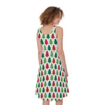 Merry Christmas Tree Pattern Print Women's Sleeveless Dress