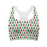 Merry Christmas Tree Pattern Print Women's Sports Bra