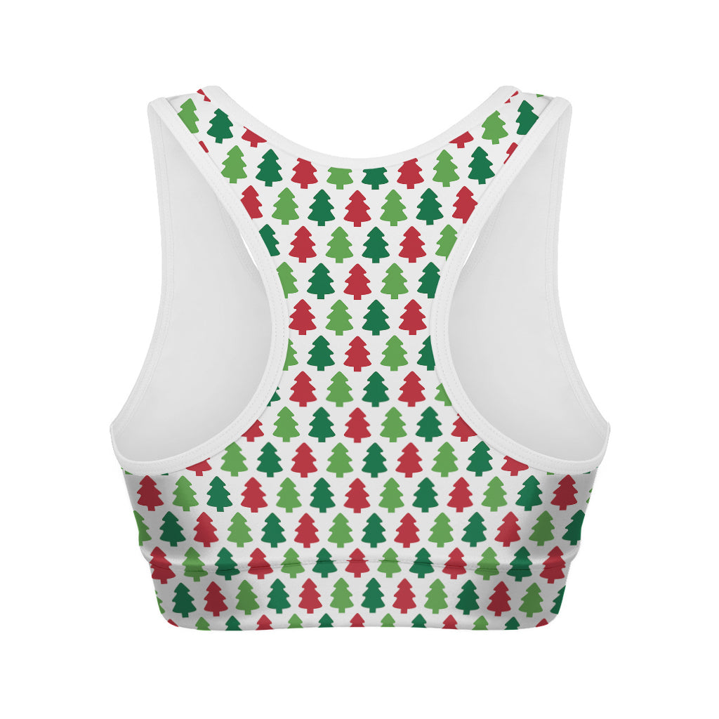 Merry Christmas Tree Pattern Print Women's Sports Bra