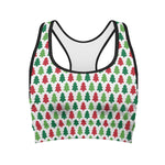 Merry Christmas Tree Pattern Print Women's Sports Bra