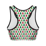 Merry Christmas Tree Pattern Print Women's Sports Bra