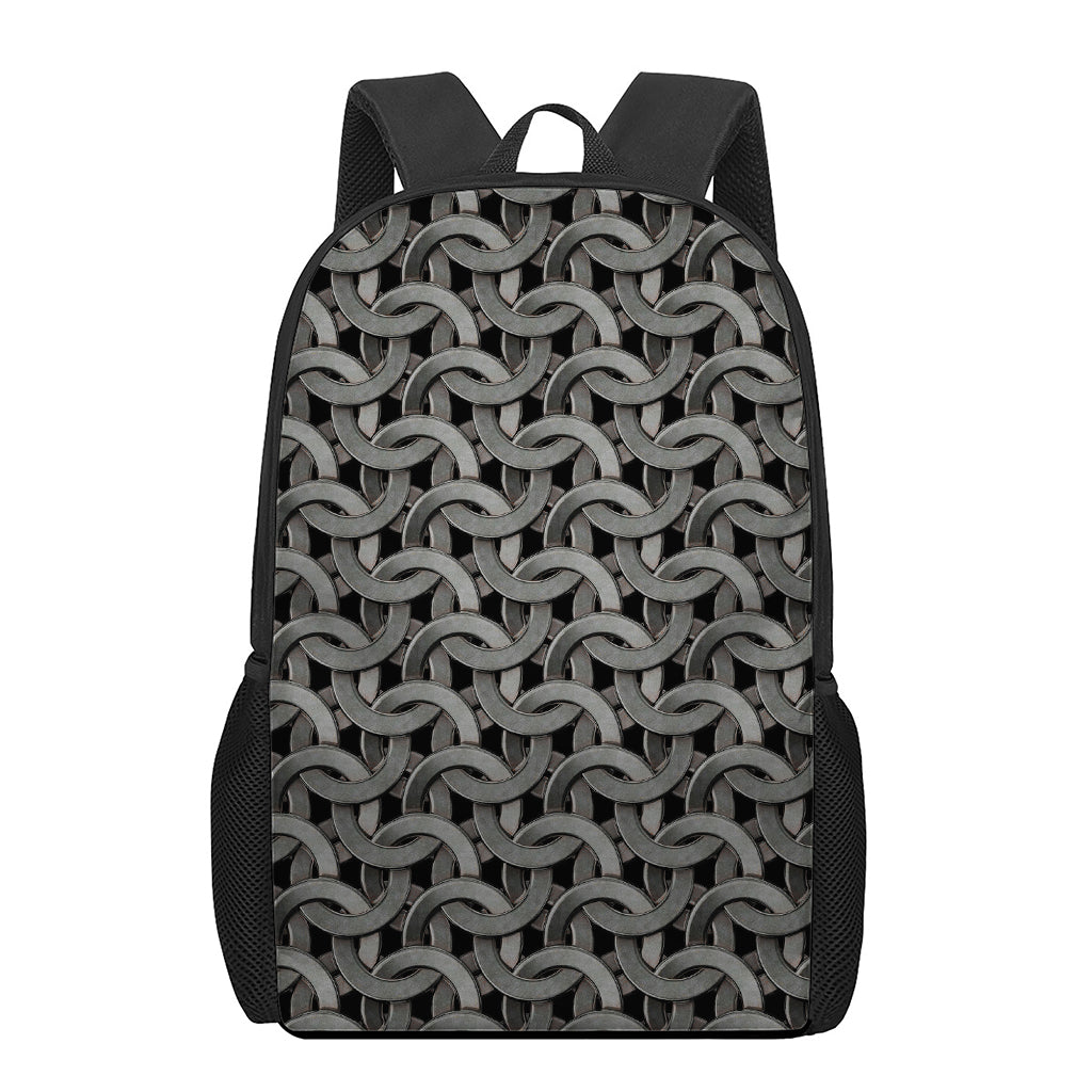 Metal Chainmail Pattern Print 17 Inch Backpack