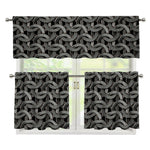 Metal Chainmail Pattern Print 3 Piece Kitchen Curtains