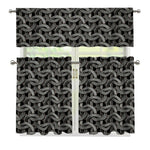 Metal Chainmail Pattern Print 3 Piece Kitchen Curtains