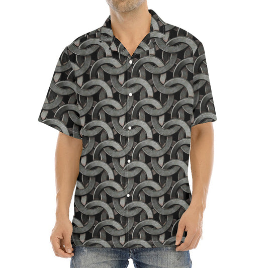 Metal Chainmail Pattern Print Aloha Shirt