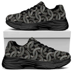 Metal Chainmail Pattern Print Black Chunky Shoes