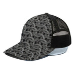 Metal Chainmail Pattern Print Black Mesh Trucker Cap