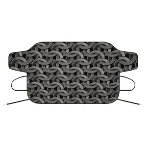 Metal Chainmail Pattern Print Car Windshield Snow Cover